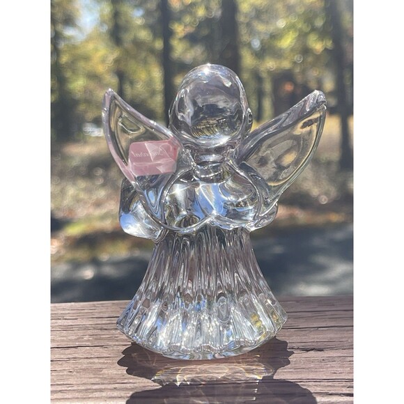 Baccarat Crystal Cherub Angel in Fluted Skirt Figurine W Hymn Book Signed w/ Box - Picture 4 of 14